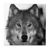 Schwarz-Weiß-Wolf-Augen-Artwork Fliese (Vorderseite)