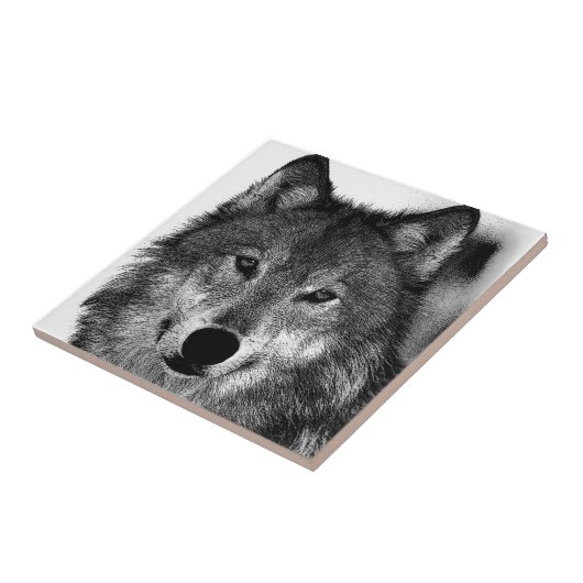 Schwarz-Weiß-Wolf-Augen-Artwork Fliese (Seite)
