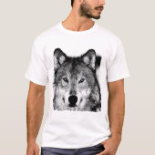 Schwarz-Weiß-Wolf-Augen-Artwork T-Shirt (Vorderseite)