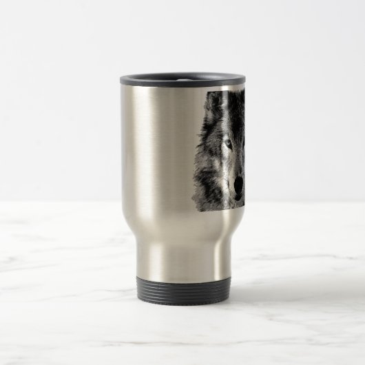 Schwarz & Weiß Wolf Augen Reisebecher (Mittel)
