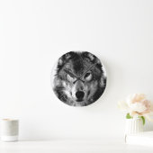 Schwarz & Weiß Wolf Augen Runde Wanduhr (Zuhause)