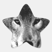 Schwarz & Weiß Wolf Augen Stern-Aufkleber (Vorderseite)