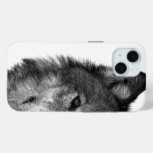 Schwarz-Weiß-Wolf-Augustift Case-Mate iPhone Hülle (Rückseite (Horizontal))
