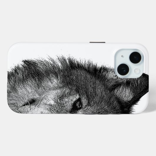 Schwarz-Weiß-Wolf-Augustift Case-Mate iPhone Hülle (Rückseite (Horizontal))