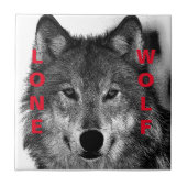 Schwarz-Weiß-Wolf-Augustift Fliese (Vorderseite)