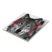 Schwarz-Weiß-Wolf-Augustift Fliese (Seite)