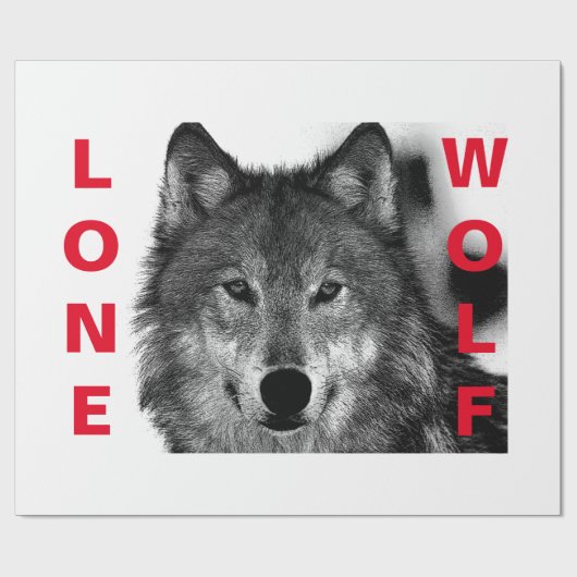 Schwarz-Weiß-Wolf-Augustift Geschenkpapier (Flach)