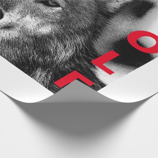 Schwarz-Weiß-Wolf-Augustift Geschenkpapier (Ecke)