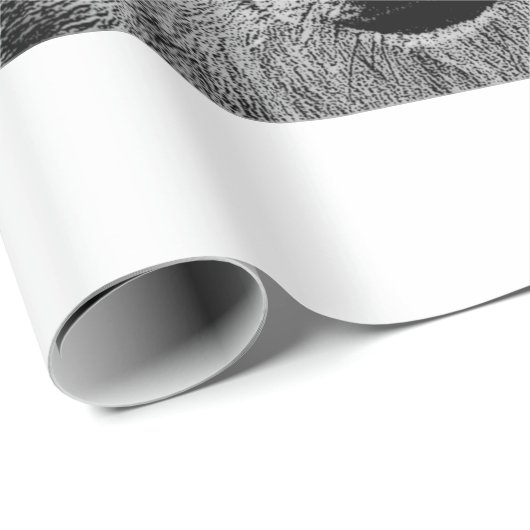 Schwarz-Weiß-Wolf-Augustift Geschenkpapier (Rolleneckpunkt)