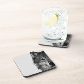 Schwarz-Weiß-Wolf-Augustift Getränkeuntersetzer (Rechte Seite)