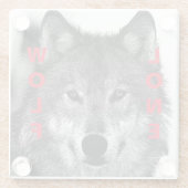 Schwarz-Weiß-Wolf-Augustift Glasuntersetzer (Rückseite)