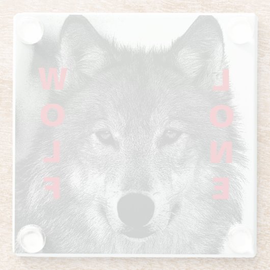 Schwarz-Weiß-Wolf-Augustift Glasuntersetzer (Rückseite)