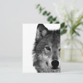 Schwarz-Weiß-Wolf-Augustift Karte (Stehend Vorderseite)