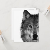 Schwarz-Weiß-Wolf-Augustift Karte (Vorderseite/Rückseite Beispiel)