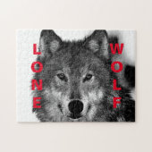 Schwarz-Weiß-Wolf-Augustift Puzzle (Horizontal)