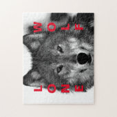 Schwarz-Weiß-Wolf-Augustift Puzzle (Vertikal)