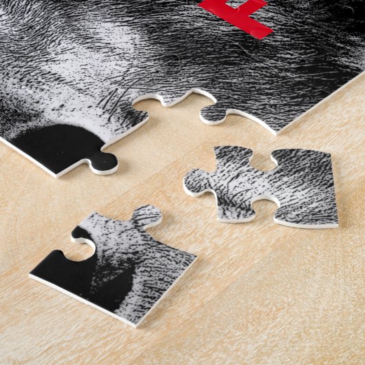 Schwarz-Weiß-Wolf-Augustift Puzzle (Seite)