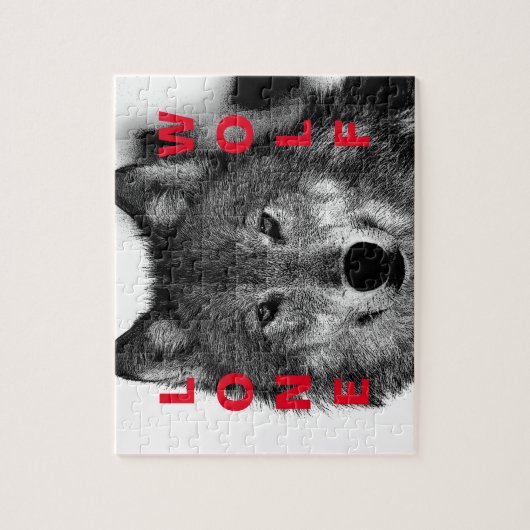 Schwarz-Weiß-Wolf-Augustift Puzzle (Vertikal)