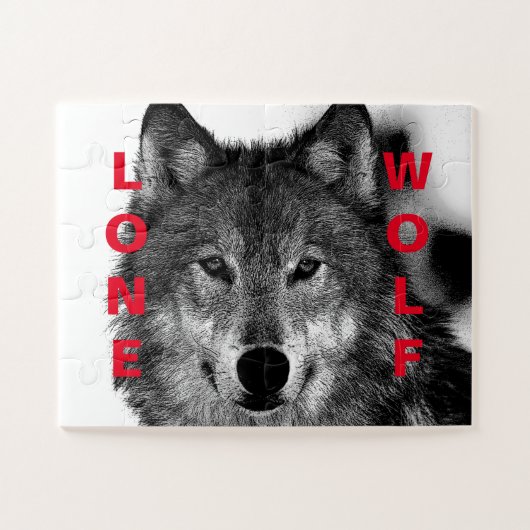 Schwarz-Weiß-Wolf-Augustift Puzzle (Horizontal)