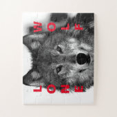 Schwarz-Weiß-Wolf-Augustift Puzzle (Vertikal)