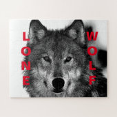 Schwarz-Weiß-Wolf-Augustift Puzzle (Horizontal)