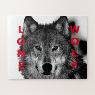 Schwarz-Weiß-Wolf-Augustift Puzzle