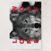 Schwarz-Weiß-Wolf-Augustift Puzzle (Vertikal)