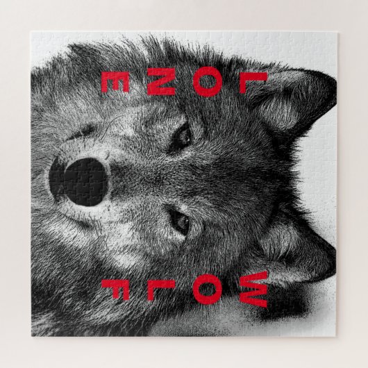 Schwarz-Weiß-Wolf-Augustift Puzzle (Horizontal)