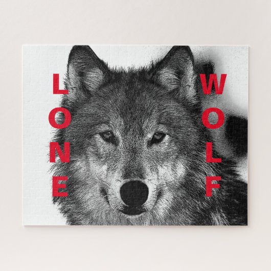 Schwarz-Weiß-Wolf-Augustift Puzzle (Horizontal)