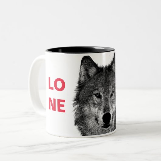 Schwarz-Weiß-Wolf-Augustift Zweifarbige Tasse (Vorderseite Links)