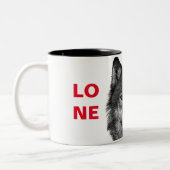 Schwarz-Weiß-Wolf-Augustift Zweifarbige Tasse (Links)