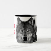 Schwarz-Weiß-Wolf-Augustift Zweifarbige Tasse (Mittel)