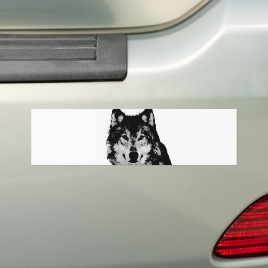 Schwarz-Weiß-Wolf Autoaufkleber (Auf Auto)