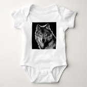Schwarz-Weiß-Wolf Baby Strampler (Vorderseite)