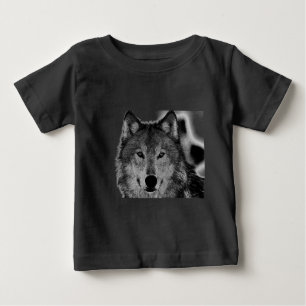 Schwarz-Weiß-Wolf Baby T-shirt