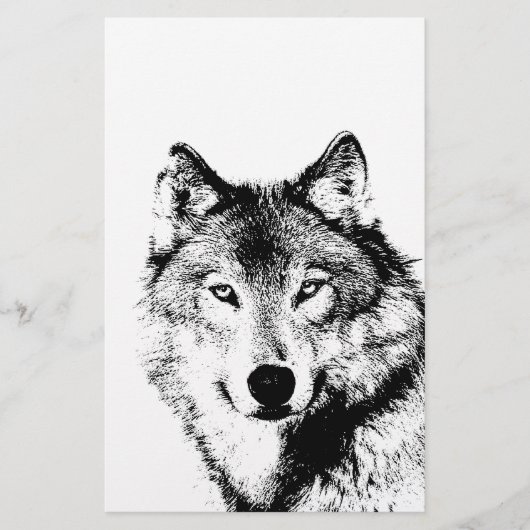 Schwarz-Weiß-Wolf Briefpapier (Vorderseite)