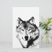 Schwarz-Weiß-Wolf Briefpapier (Stehend Vorderseite)