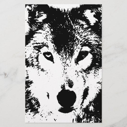 Schwarz-Weiß-Wolf Briefpapier (Vorderseite)