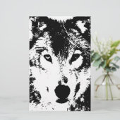 Schwarz-Weiß-Wolf Briefpapier (Stehend Vorderseite)