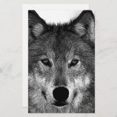 Schwarz-Weiß-Wolf Briefpapier (Vorne/Hinten)
