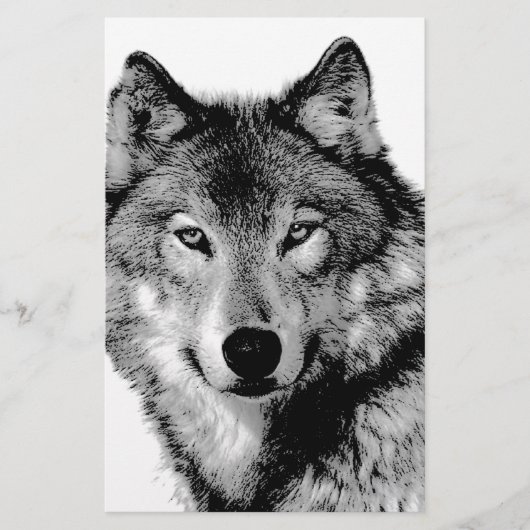Schwarz-Weiß-Wolf Briefpapier (Vorderseite)