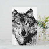 Schwarz-Weiß-Wolf Briefpapier (Stehend Vorderseite)