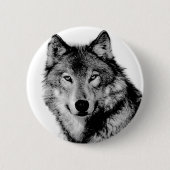 Schwarz-Weiß-Wolf Button (Vorderseite)