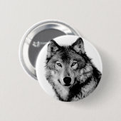 Schwarz-Weiß-Wolf Button (Vorne & Hinten)