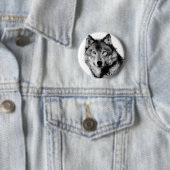 Schwarz-Weiß-Wolf Button (Beispiel)