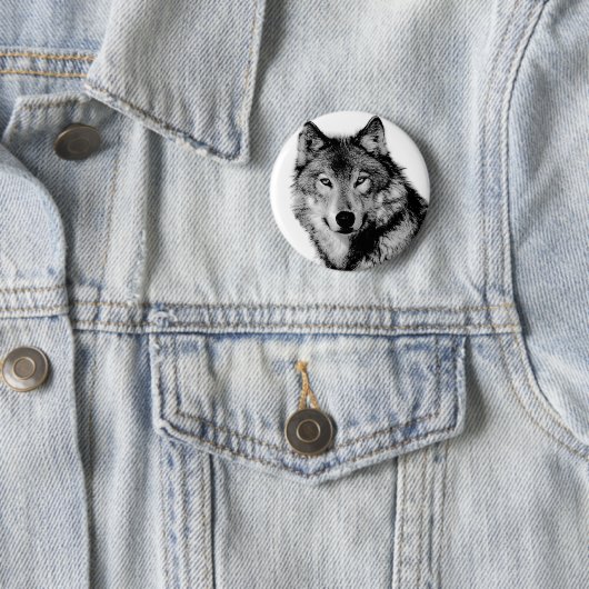 Schwarz-Weiß-Wolf Button (Beispiel)