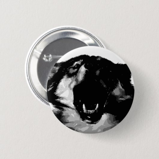 Schwarz-Weiß-Wolf Button (Vorne & Hinten)