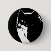 Schwarz-Weiß-Wolf Button (Vorderseite)