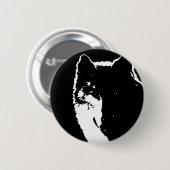 Schwarz-Weiß-Wolf Button (Vorne & Hinten)