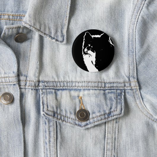 Schwarz-Weiß-Wolf Button (Beispiel)